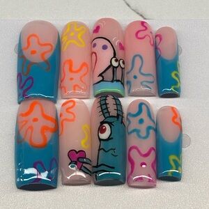 Colorful SpongeBob  Cartoon Nail Set